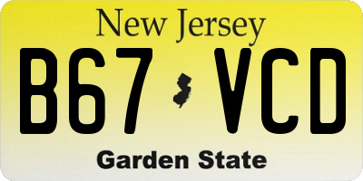 NJ license plate B67VCD