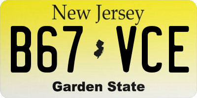 NJ license plate B67VCE