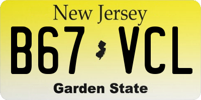 NJ license plate B67VCL
