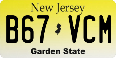 NJ license plate B67VCM
