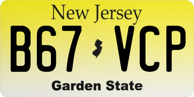 NJ license plate B67VCP