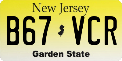 NJ license plate B67VCR