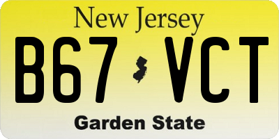 NJ license plate B67VCT
