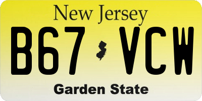 NJ license plate B67VCW