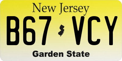 NJ license plate B67VCY