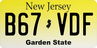 NJ license plate B67VDF