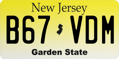 NJ license plate B67VDM