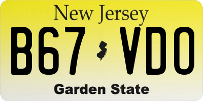 NJ license plate B67VDO