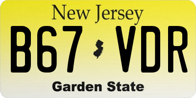 NJ license plate B67VDR