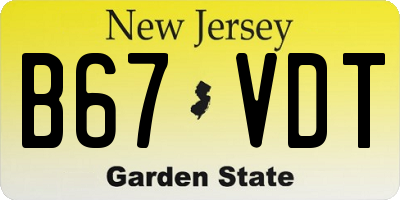 NJ license plate B67VDT