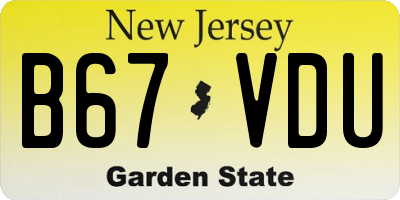 NJ license plate B67VDU
