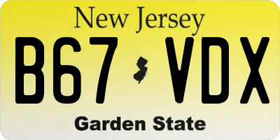 NJ license plate B67VDX