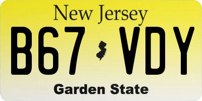 NJ license plate B67VDY