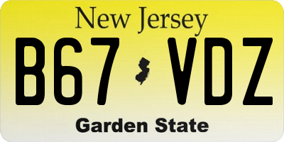 NJ license plate B67VDZ