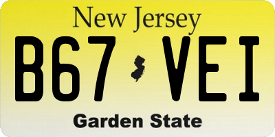NJ license plate B67VEI