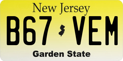 NJ license plate B67VEM