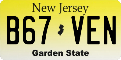NJ license plate B67VEN