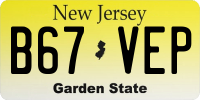 NJ license plate B67VEP