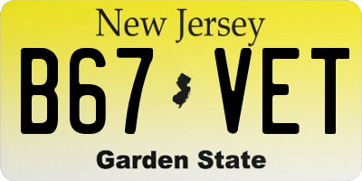 NJ license plate B67VET