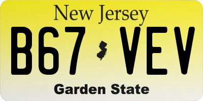 NJ license plate B67VEV