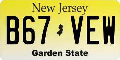 NJ license plate B67VEW