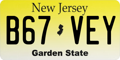 NJ license plate B67VEY