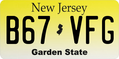 NJ license plate B67VFG
