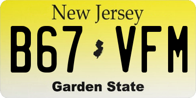NJ license plate B67VFM