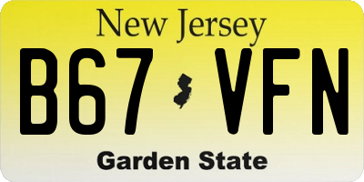 NJ license plate B67VFN