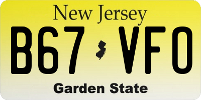 NJ license plate B67VFO