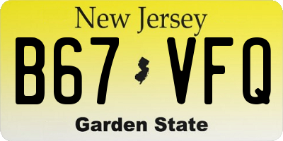 NJ license plate B67VFQ