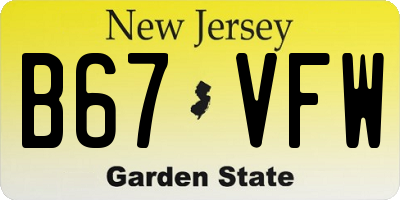 NJ license plate B67VFW