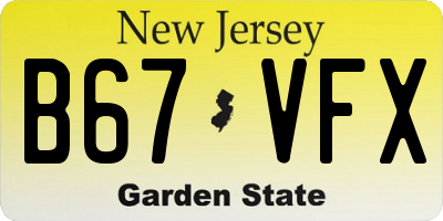 NJ license plate B67VFX