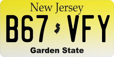 NJ license plate B67VFY