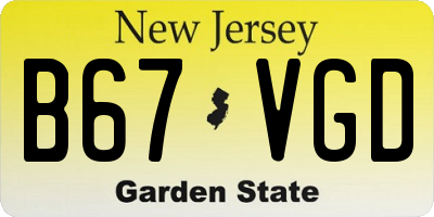 NJ license plate B67VGD