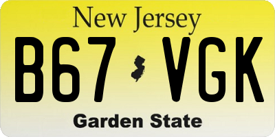NJ license plate B67VGK