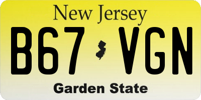 NJ license plate B67VGN