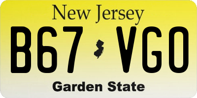 NJ license plate B67VGO