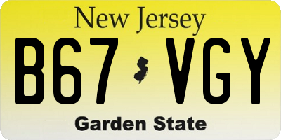 NJ license plate B67VGY