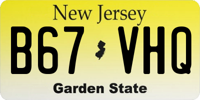 NJ license plate B67VHQ