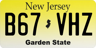 NJ license plate B67VHZ