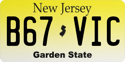 NJ license plate B67VIC