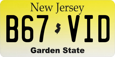 NJ license plate B67VID