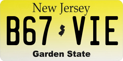 NJ license plate B67VIE