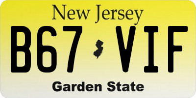 NJ license plate B67VIF