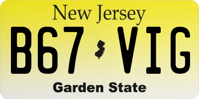 NJ license plate B67VIG