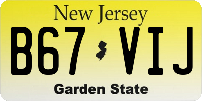 NJ license plate B67VIJ