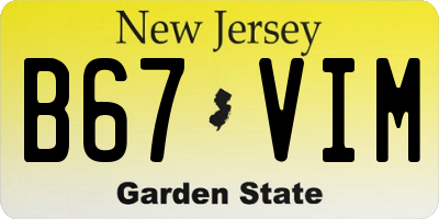 NJ license plate B67VIM
