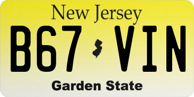 NJ license plate B67VIN