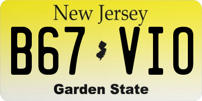 NJ license plate B67VIO